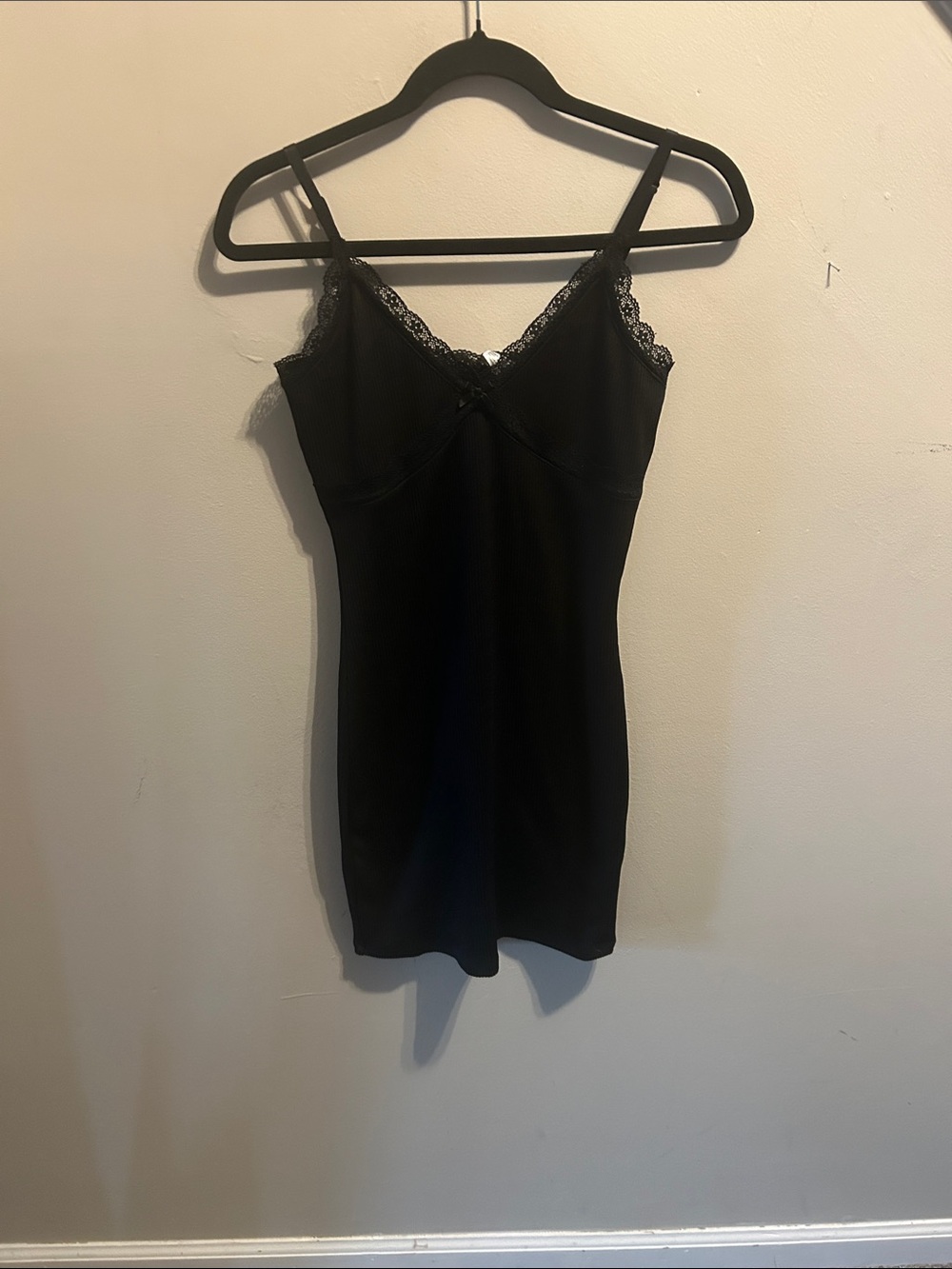 Divided Black Lace-Trim Camisole Slip